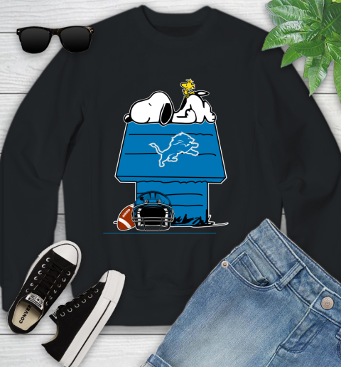 Detroit Lions NFL Football Snoopy Woodstock The Peanuts Movie Youth Sweatshirt 2