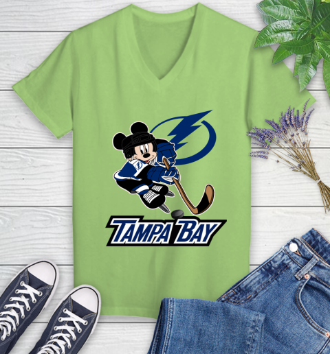 NHL Tampa Bay Lightning Mickey Mouse Disney Hockey T Shirt Women's V-Neck T-Shirt 11
