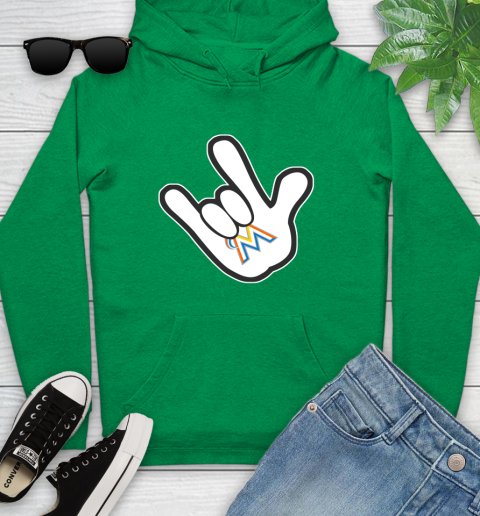 Miami Marlins MLB Baseball Mickey Rock Hand Disney Youth Hoodie 7
