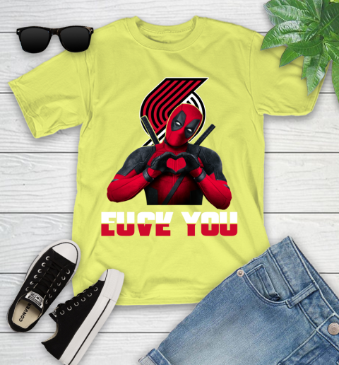 NBA Portland Trail Blazers Deadpool Love You Fuck You Basketball Sports Youth T-Shirt 10
