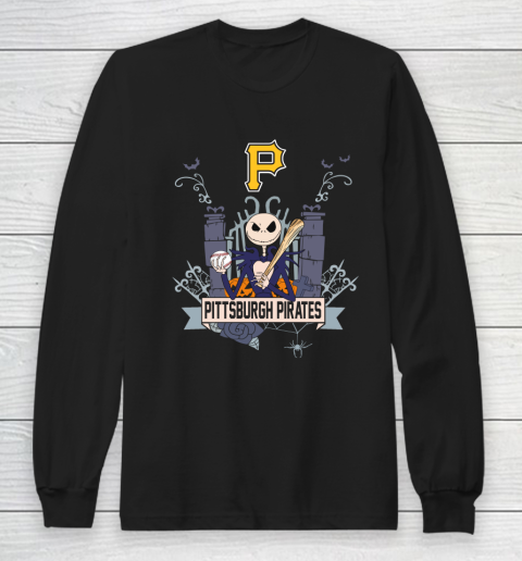 MLB Pittsburgh Pirates Baseball Jack Skellington Halloween Long Sleeve T-Shirt