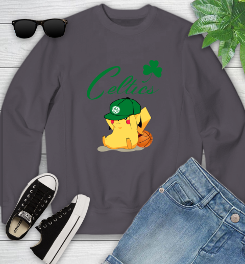 NBA Pikachu Basketball Sports Boston Celtics Youth Sweatshirt 6