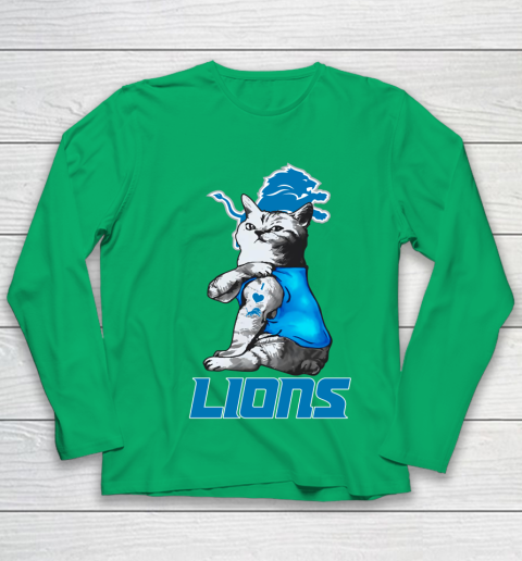 NFL Football My Cat Loves Detroit Lions Youth Long Sleeve 4