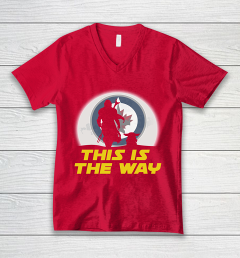 Winnipeg Jets NHL Ice Hockey Star Wars Yoda And Mandalorian This Is The Way V-Neck T-Shirt 6