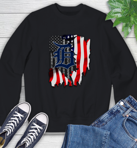 Detroit Tigers MLB Baseball American Flag Sweatshirt