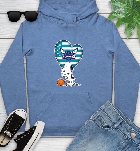 Charlotte Hornets NBA Basketball The Peanuts Movie Adorable Snoopy Youth Hoodie 12