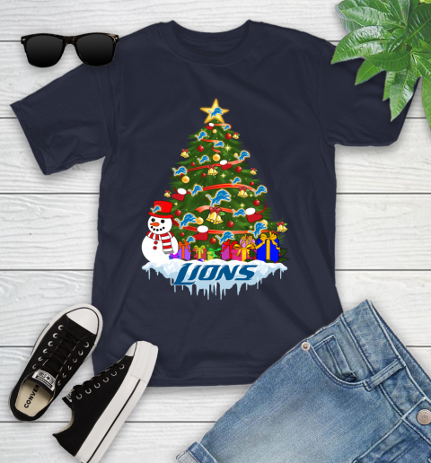 Detroit Lions Merry Christmas NFL Football Sports Youth T-Shirt 3