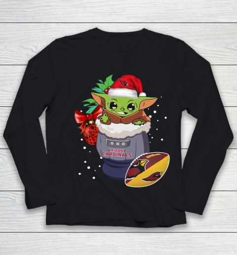 Arizona Cardinals Christmas Baby Yoda Star Wars Funny Happy NFL Youth Long Sleeve