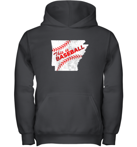This is Baseball Arkansas with Red Laces Youth Hoodie