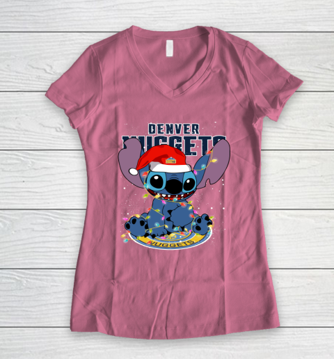 Denver Nuggets NBA noel stitch Basketball Christmas Women's V-Neck T-Shirt 7
