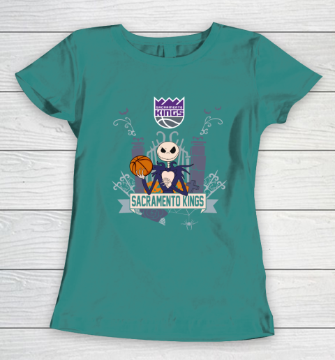 NBA Sacramento Kings Basketball Jack Skellington Halloween Women's T-Shirt 10