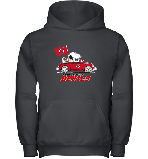 Snoopy And Woodstock Ride The New Jersey Devils Car NHL Youth Hoodie