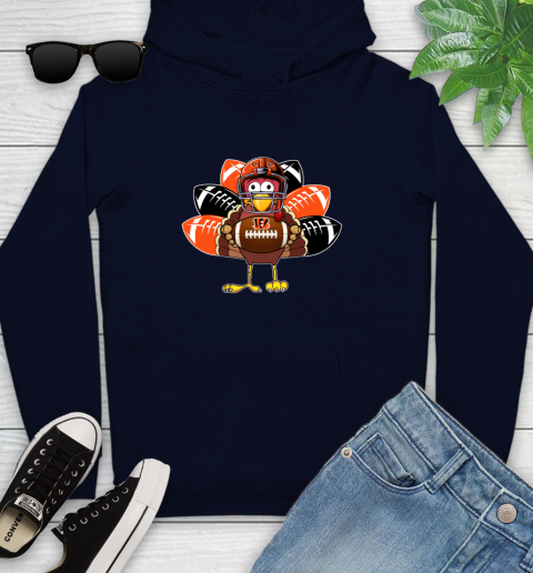 Cincinnati Bengals Turkey Thanksgiving Day Youth Hoodie 4