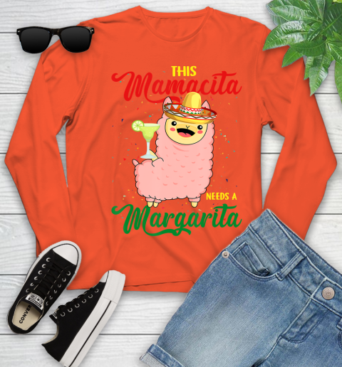 Nurse Shirt This Mamacita needs a Margarita Llama T Shirt Youth Long Sleeve 3