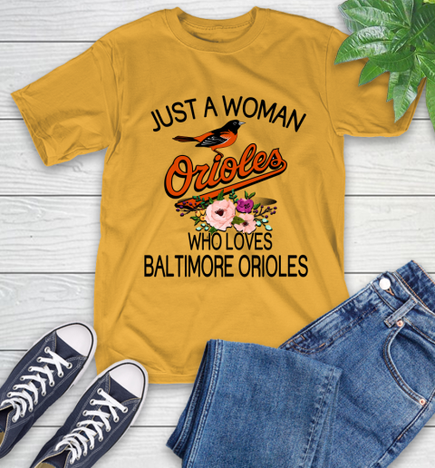 MLB Just A Woman Who Loves Baltimore Orioles Baseball Sports T-Shirt 2