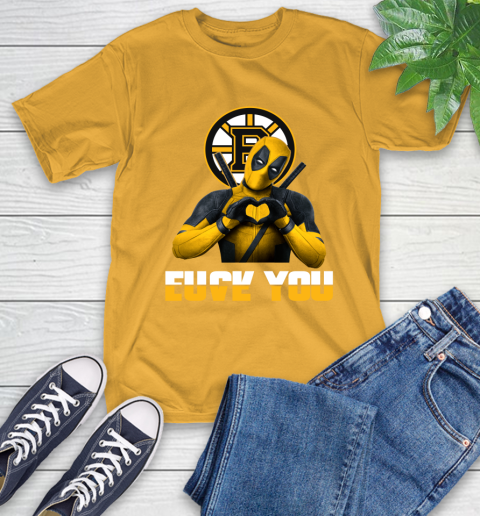 NHL Boston Bruins Deadpool Love You Fuck You Hockey Sports T-Shirt 2