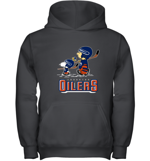 Let's Play Oilers Ice Hockey Snoopy NHL Youth Hoodie