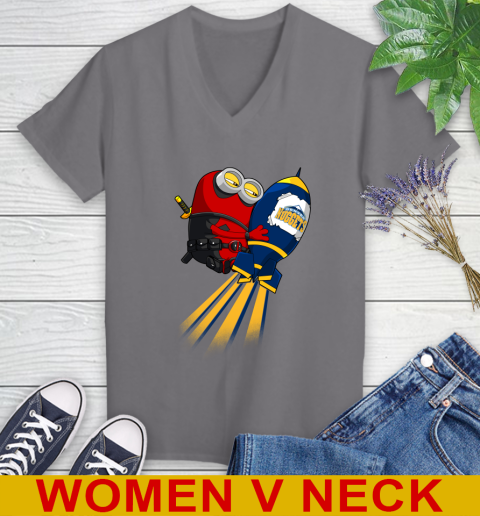 NBA Basketball Denver Nuggets Deadpool Minion Marvel Shirt Women's V-Neck T-Shirt 11