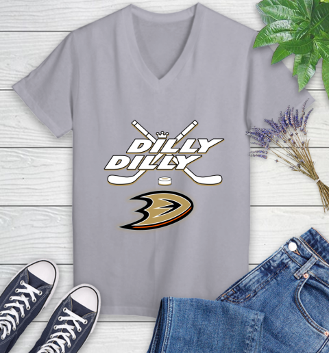 NHL Anaheim Ducks Dilly Dilly Hockey Sports Women's V-Neck T-Shirt 4