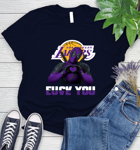 NBA Los Angeles Lakers Deadpool Love You Fuck You Basketball Women's T-Shirt 2