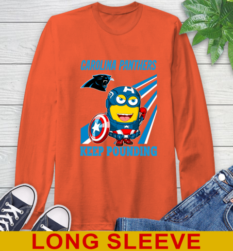 NFL Football Carolina Panthers Captain America Marvel Avengers Minion Shirt Long Sleeve T-Shirt 4