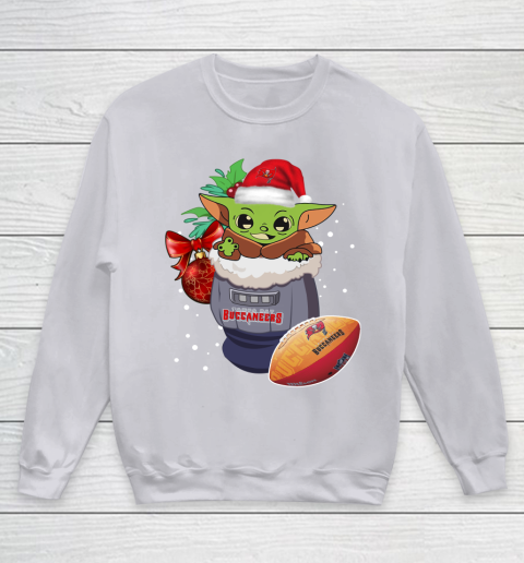 Tampa Bay Buccaneers Christmas Baby Yoda Star Wars Funny Happy NFL Youth Sweatshirt 4