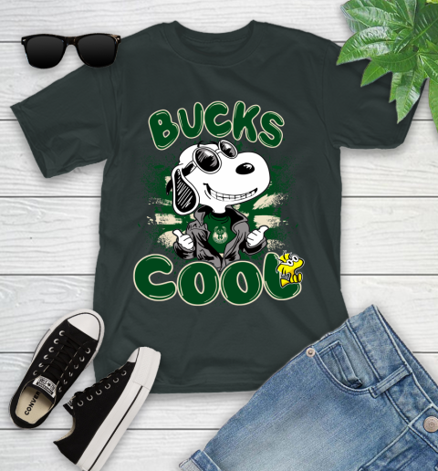 NBA Basketball Milwaukee Bucks Cool Snoopy Shirt Youth T-Shirt 5