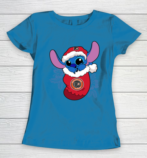 Philadelphia Flyers Christmas Stitch In The Sock Funny Disney NHL Women's T-Shirt 7