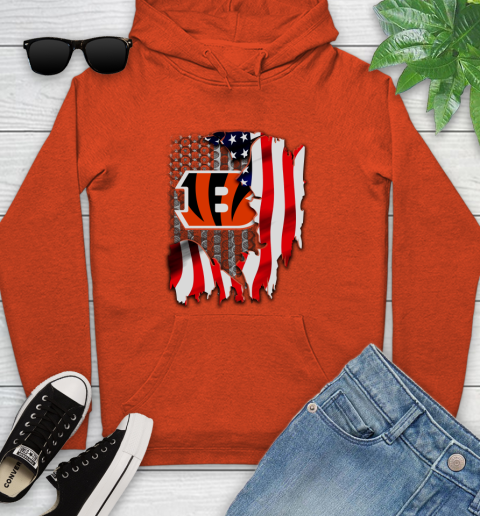 Cincinnati Bengals NFL Football American Flag Youth Hoodie 4