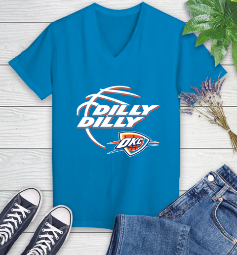 NBA Oklahoma City Thunder Dilly Dilly Basketball Sports Women's V-Neck T-Shirt 7