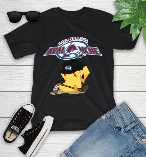 NHL Pikachu Hockey Sports Colorado Avalanche Youth T-Shirt 2