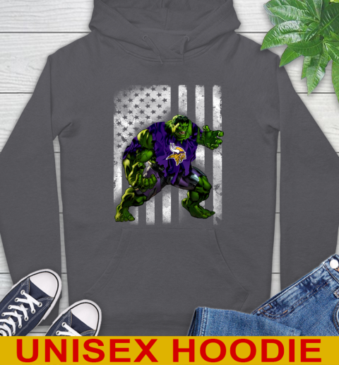 Minnesota Vikings Hulk Marvel Avengers NFL Football American Flag Hoodie 7