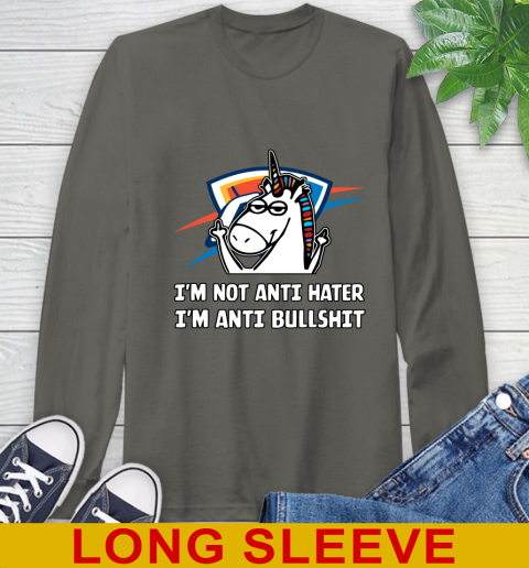Oklahoma City Thunder NBA Basketball Unicorn I'm Not Anti Hater I'm Anti Bullshit Long Sleeve T-Shirt 8