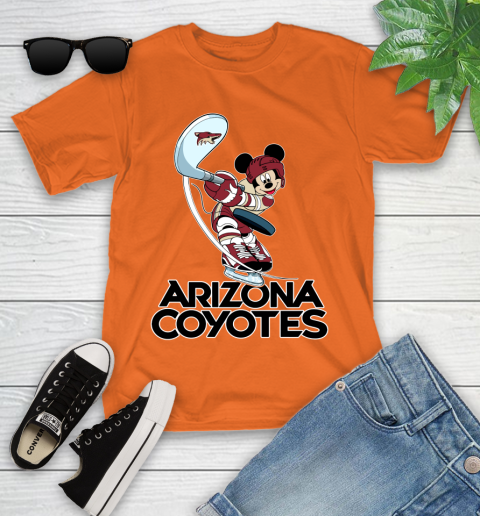 NHL Hockey Arizona Coyotes Cheerful Mickey Mouse Shirt Youth T-Shirt 7