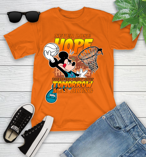 Charlotte Hornets NBA Basketball Mickey Disney Never Lose Hope Youth T-Shirt 9