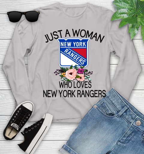 NHL Just A Woman Who Loves New York Rangers Hockey Sports Youth Long Sleeve 9