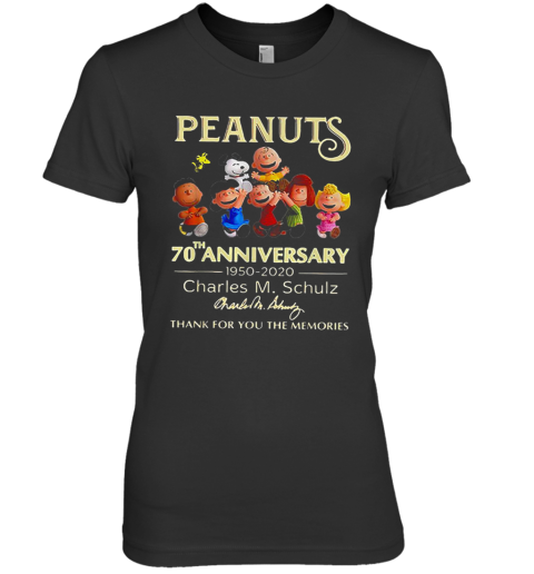 70Th Anniversary Peanuts Charles M Schulz Thank You For Memories Premium Women's T-Shirt