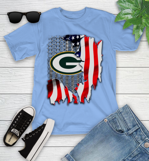 Green Bay Packers NFL Football American Flag Youth T-Shirt 15