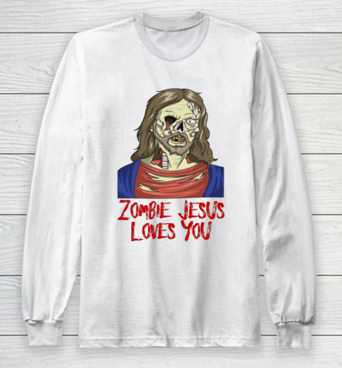 Zombie Jesus Loves You Funny Halloween Long Sleeve T-Shirt