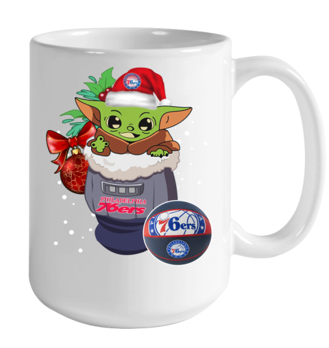 Philadelphia 76ers Christmas Baby Yoda Star Wars Funny Happy NBA Color Changing Mug 15oz 2