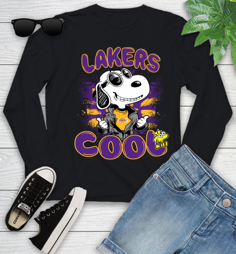 NBA Basketball Los Angeles Lakers Cool Snoopy Shirt Youth Long Sleeve