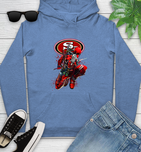 NFL Deadpool Marvel Comics Sports Football San Francisco 49ers Youth Hoodie 12