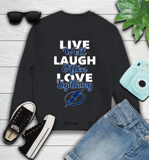 NHL Hockey Tampa Bay Lightning Live Well Laugh Often Love Shirt Youth Sweatshirt