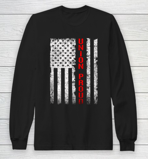 Union Proud American Flag Distressed Long Sleeve T-Shirt