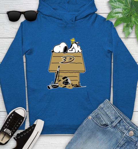 Anaheim Ducks NHL Hockey Snoopy Woodstock The Peanuts Movie Youth Hoodie 9