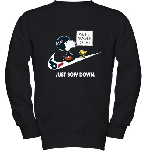 Houston Texans Are Number One – Just Bow Down Snoopy Youth Sweatshirt