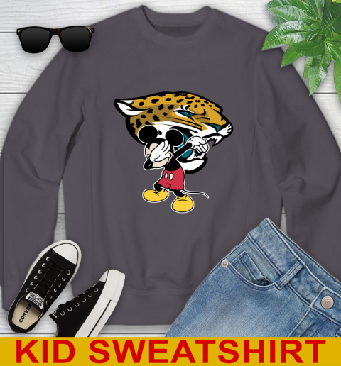 Jacksonville Jaguars NFL Football Dabbing Mickey Disney Sports Youth Sweatshirt 6