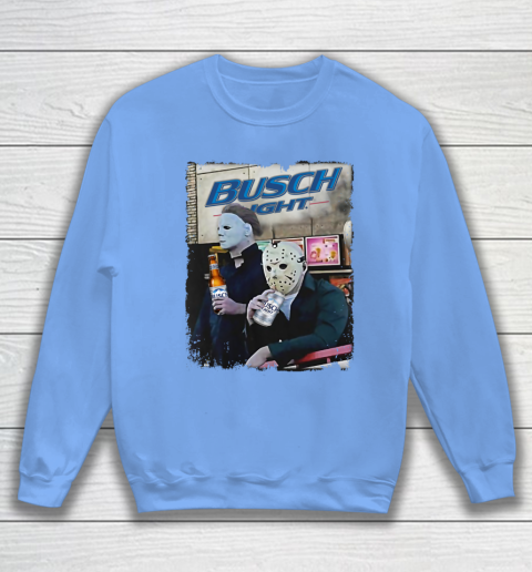 Michael Myers And Jason Voorhees Busch Light Halloween Sweatshirt 8