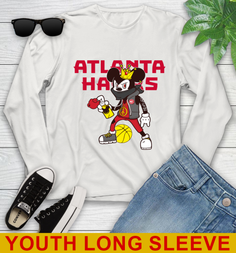 Atlanta Hawks NBA Basketball Mickey Peace Sign Sports Youth Long Sleeve 12