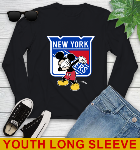 New York Rangers NHL Hockey Dabbing Mickey Disney Sports Youth Long Sleeve 2